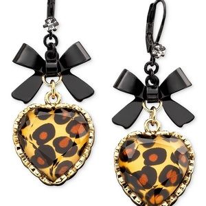 Betsey Johnson Cheetah Heart Earrings.